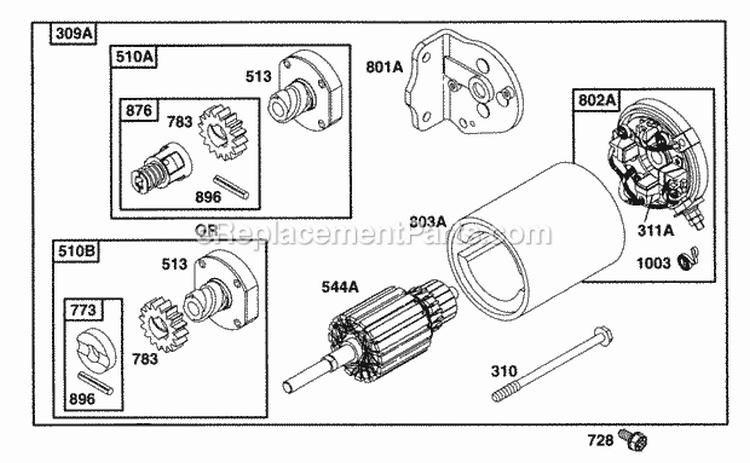 Page K Diagram and Parts List for  Briggs and Stratton Engine